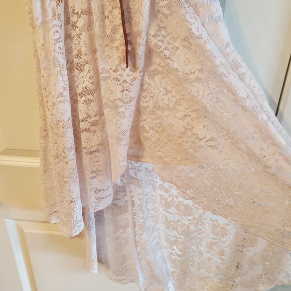 Lily Rose High-Low White Lace Dress - Juniors Medium - Picture 14 of 17